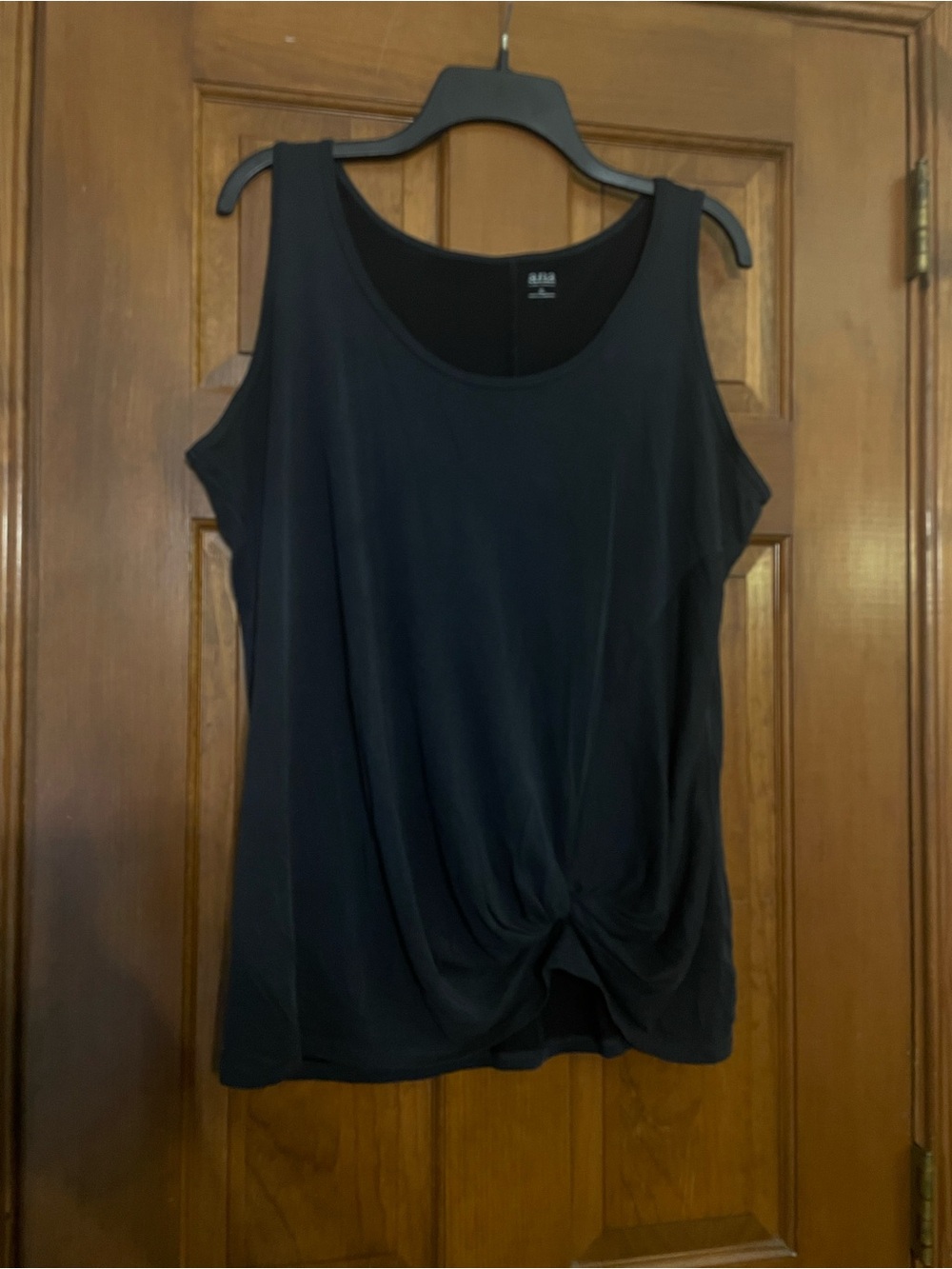 A.N.A. Women’s Black Twist-Front Tank Top, Modal/Polyester Blend, Size XL